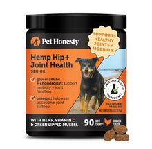 Load image into Gallery viewer, Senior Hemp Hip &amp; Joint Supplement for Dogs - Dog Joint Supplement with Hemp Oil &amp; Powder, Glucosamine, Collagen, MSM &amp; Green Lipped Mussel - Mobility for Senior Dogs (Chicken 90)
