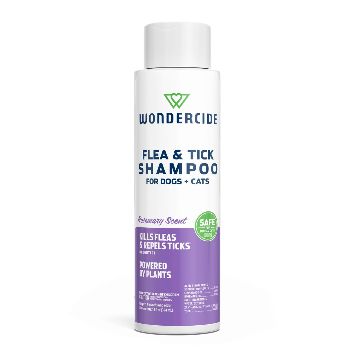 Wondercide - Flea & Tick Shampoo for Dogs and Cats - Flea and Tick Treatment with Natural Essential Oils - for Pets Over 4 Months - Powered by Plants - Rosemary - 12 Fl oz