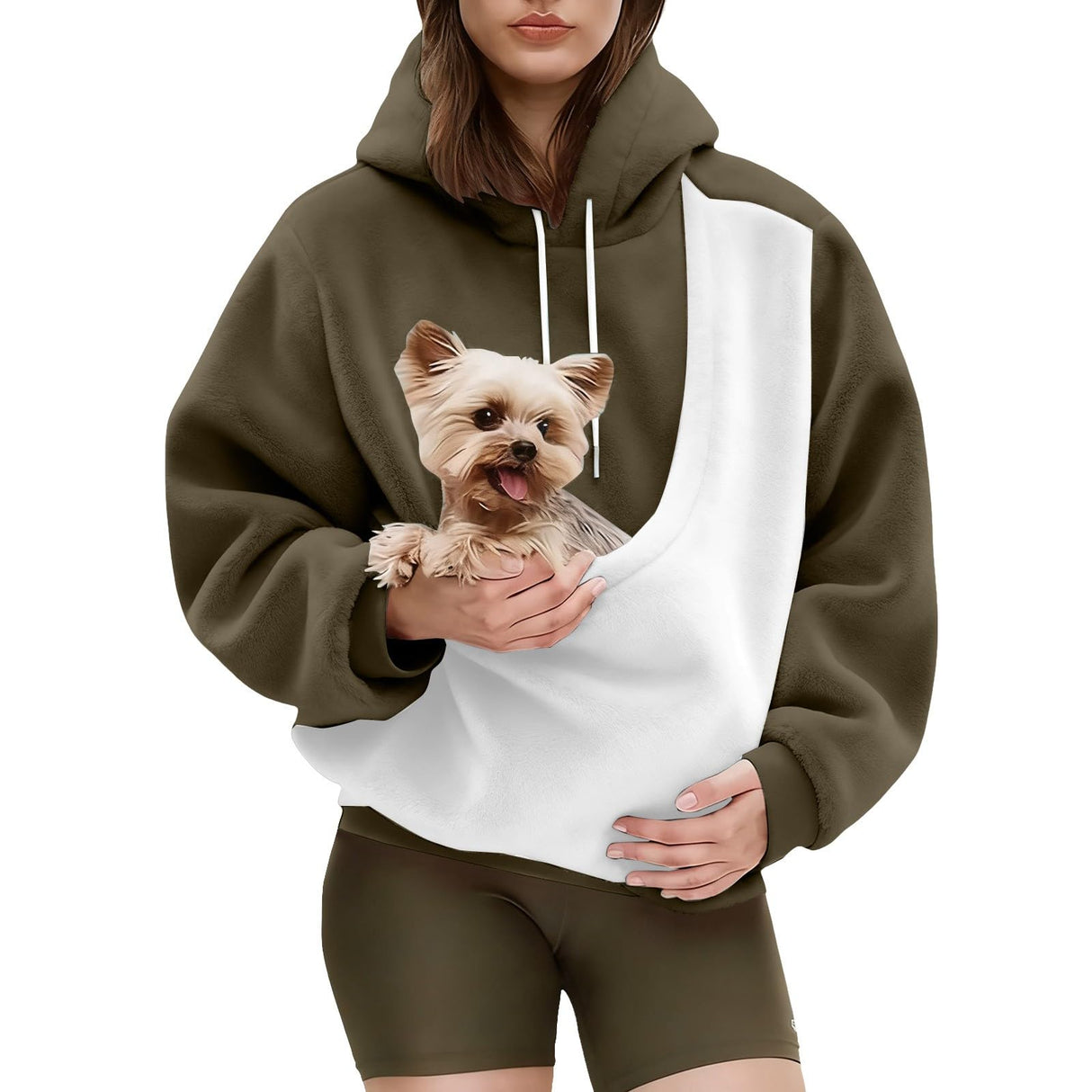 Rjognt Cat Pouch Hoodie for Women & Men Oversized Dog Pouch Sweatshirt Pet Carrier Hoodies Kangaroo Pocket Hoodies Trendy and Warm Fall Winter Oversized Sweatshirt Brown Small