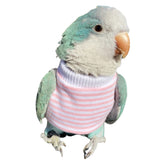 Bird Clothes - Handmade Cotton Stripe Shirt Round Collar Sweater Flight Suit for Parrots African Greys Parakeet Cockatiel Sun Conure Christmas Halloween Cosplay Apparel Bird Supplies (5XL,Pink)