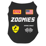 Zoomies Race Car Driver Costume Dog Tee Shirt | Sleeveless Breeds | Pit Crew | Chechered Flag | Fast |Black, X-Large 1500