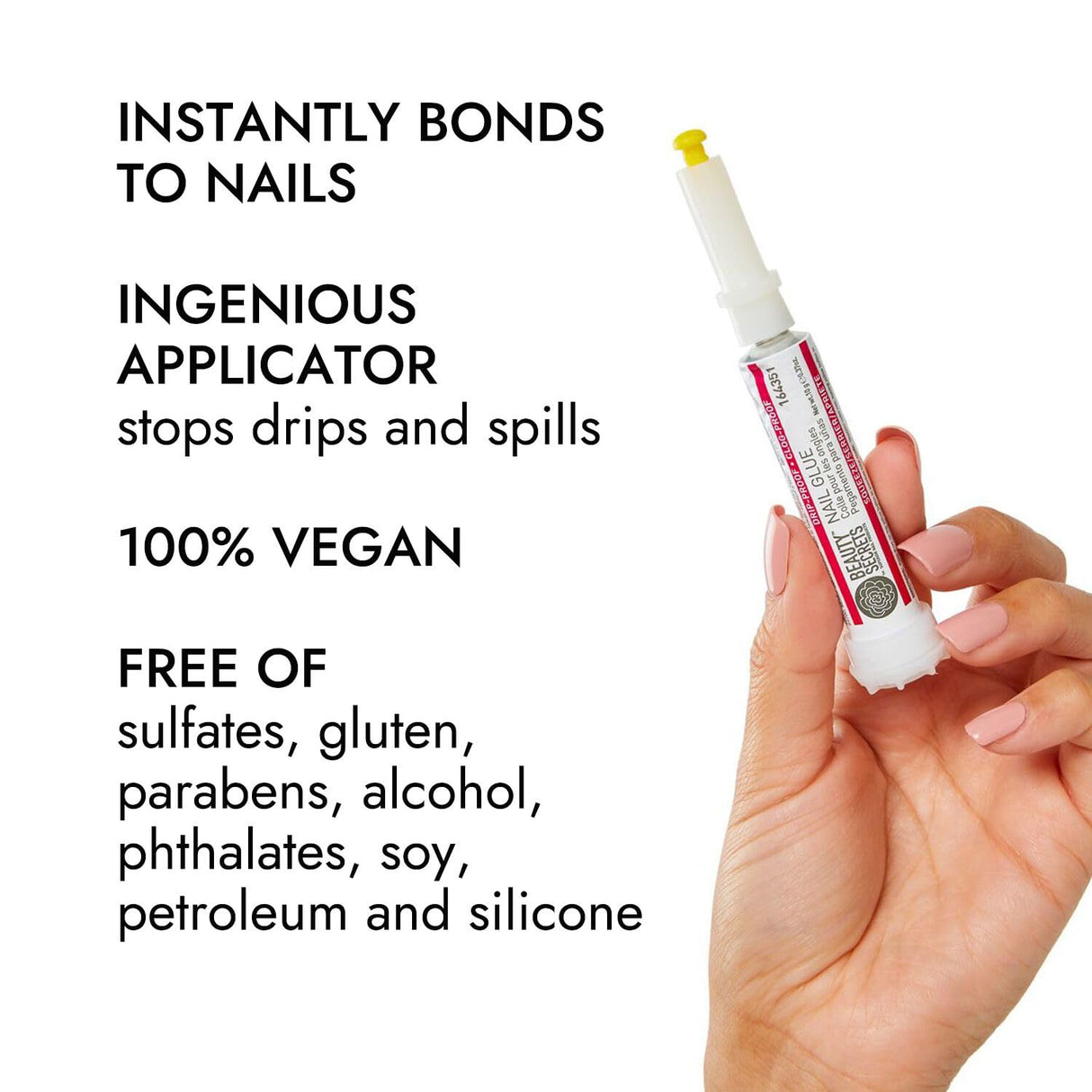 Beauty Secrets Drip & Clog Proof Nail Glue (1 Pack) Bundled with Zebra Cushion Nail File Medium Coarse 180/100 Grit by Beauty Secrets