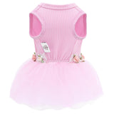 CuteBone Pink Tulle Skirt Dog Wedding Bridesmaid Dress for Puppy with Lace Trim at Waist - Comfortable, Stylish, and Perfect for Special Occasions HBQ01L