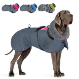 SlowTon Dog Winter Coat, Windproof 3 Layers Thick Warm Fleece Lining Dog Jacket for Cold Weather, Reflective Dogs Apparel with Leash Opening for Medium Large Dogs(Fuchsia,2XL)