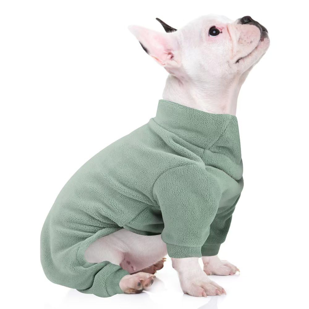 Fleece Dog Pajamas 2 Pack,Turtleneck Thermal Dog Pjs Dog Jumpsuit Pet Outfits Warm Dog Onesie Soft Puppy Clothes for Small Sized Dogs and Cats (Green, XL)
