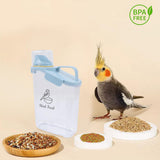 Brabtod Bird Seed Storage Container Portable-3 Qt/2.8 L Clear Plastic Pet Food Container-with Measuring Cup,Airtight Wild Bird Seed Dispenser for Storing Sunflower Seed|Squirrel proof|BPA Free-Blue
