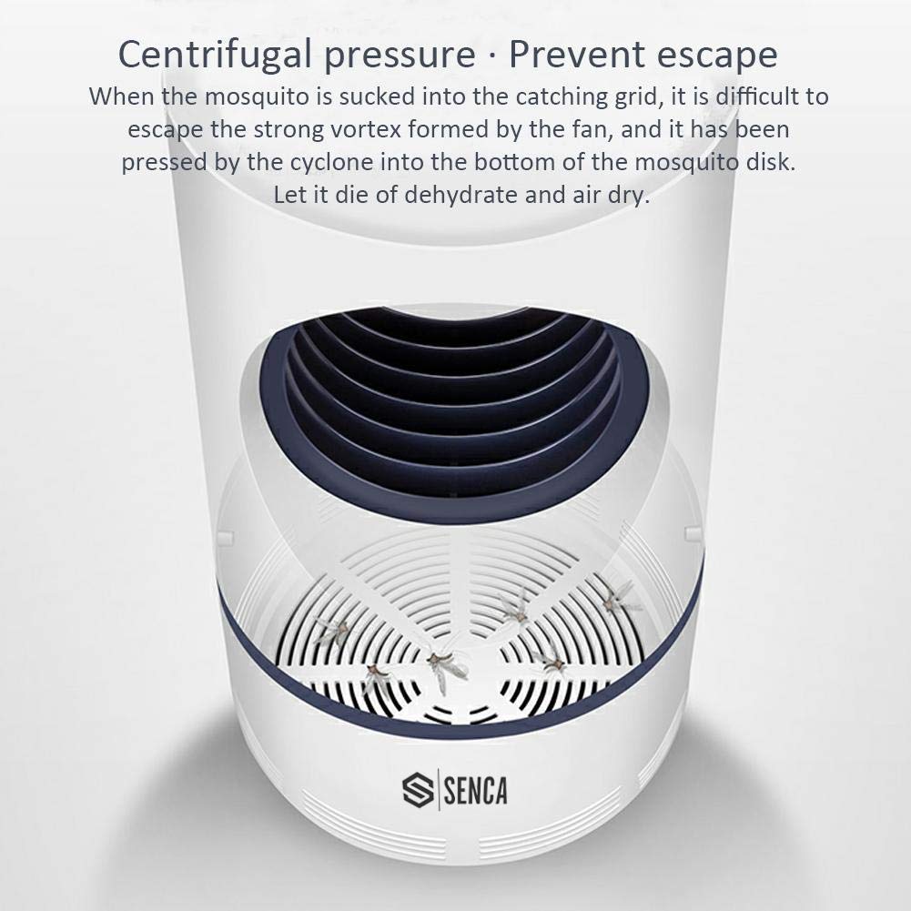 SENCA Electric Indoor Mosquito Trap, Mosquito Killer Lamp with USB Power Supply and Adapter, Suction Fan, No Zapper, Child Safe