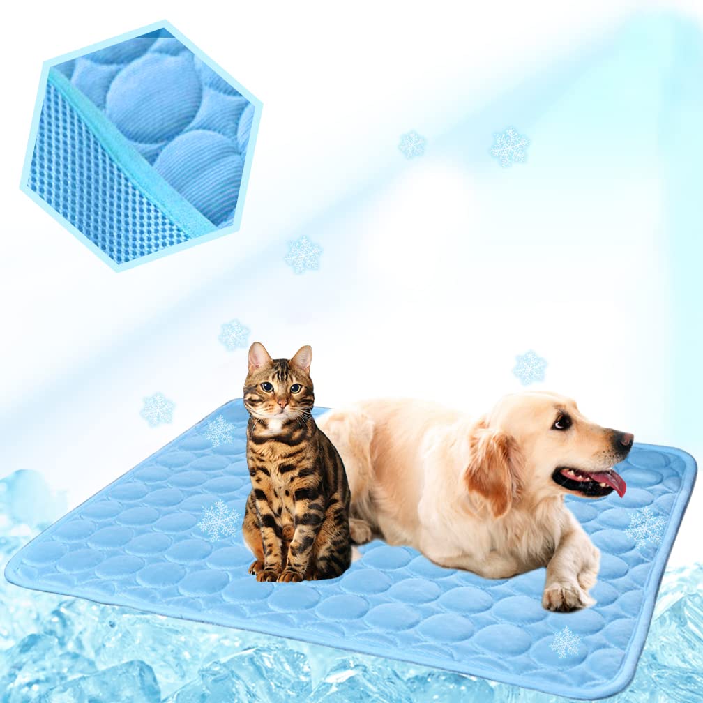 MeiLiMiYu Washable Dog Ice Silk Self Cooling Mat for Indoor & Outdoor Dog Mat with Cooling Pad & Blanket