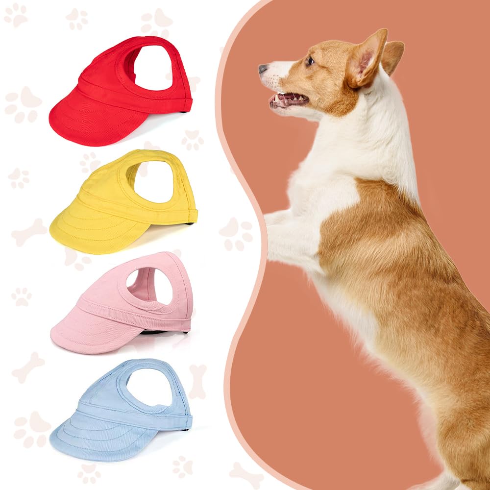 2024 New Outdoor Sun Protection Hood for Dogs, Canvas Hat With Ear Holes and Adjustable Neck Strap (Cloud Green, Medium)