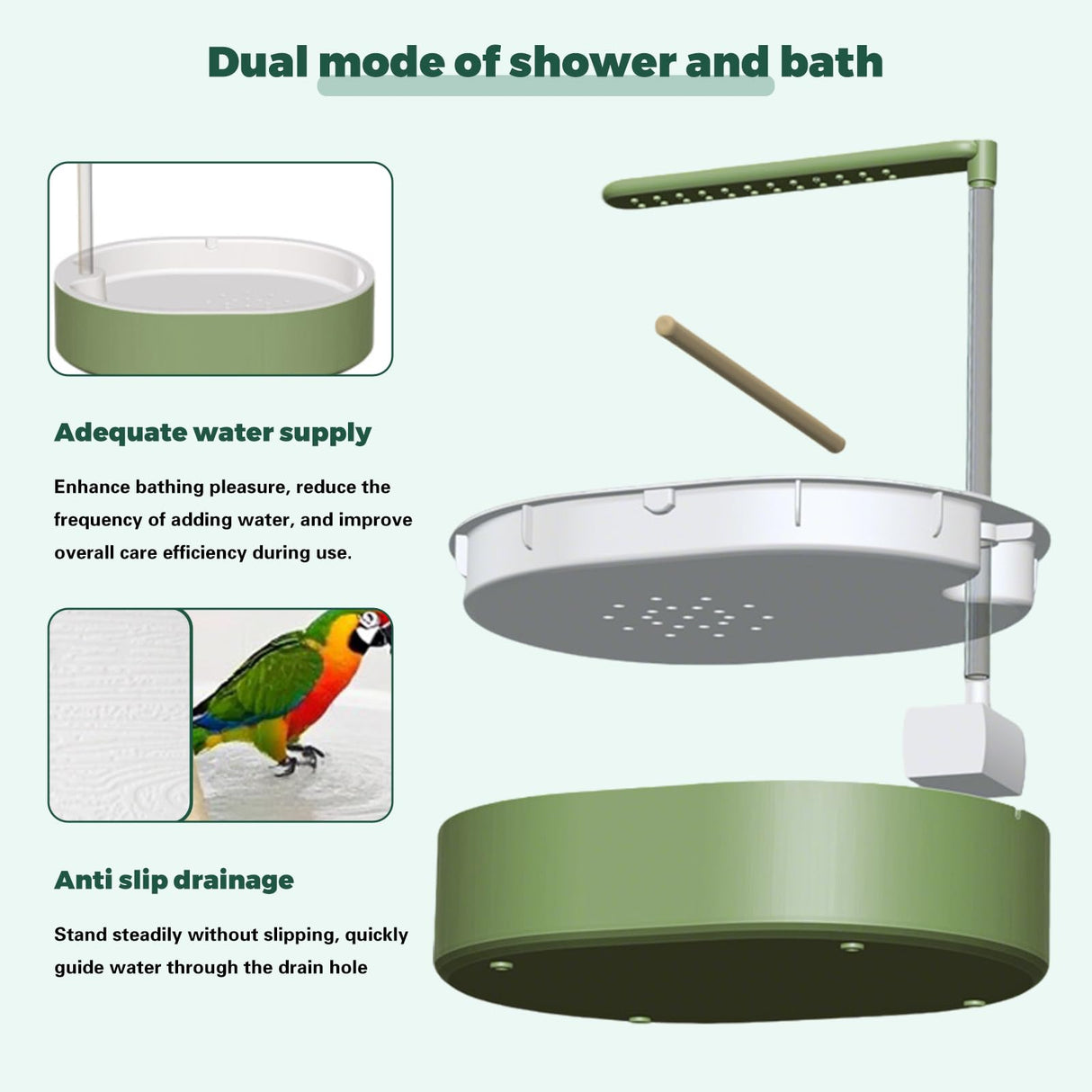 Parrot Bathtub Bird Automatic Bath Shower,Large Bird Shower Fountain Indoor Bathtub with Running Water, Contains USB and Pump,for Pet Birds, African Grey, Cockatiel, Conure, Budgie, Lovebird(Fashion)
