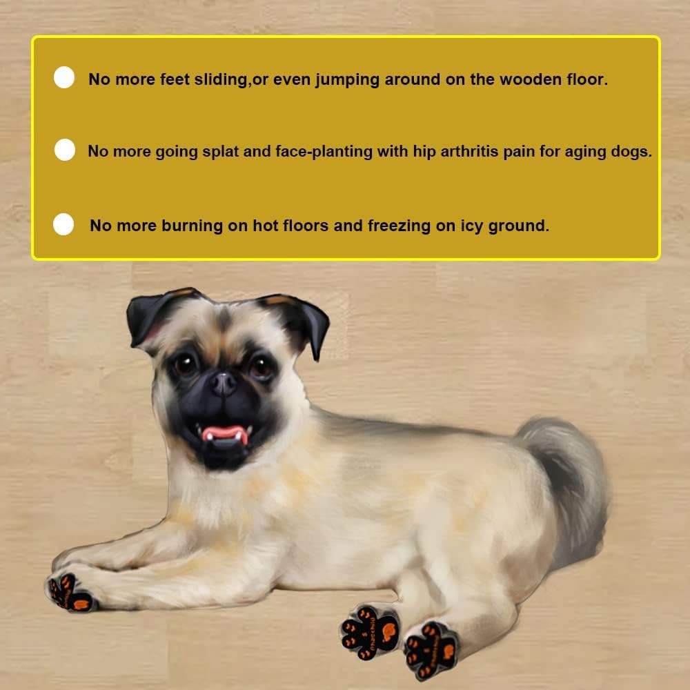 Phaechild Dog Paw Pads Anti-Slip Grips,Dog Paw Protectors for Senior Dogs on Hot Pavement,Provides Traction to Keep Them from Slipping on Smooth Floors 12 sets-48 Pads Black XL