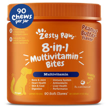 Load image into Gallery viewer, Zesty Paws Multivitamin Treats for Dogs, Glucosamine Chondroitin Joint Support + Digestive Enzymes &amp; Probiotics, Grain Free Dog Vitamins and Supplements for Skin &amp; Coat, Peanut Butter - 90ct

