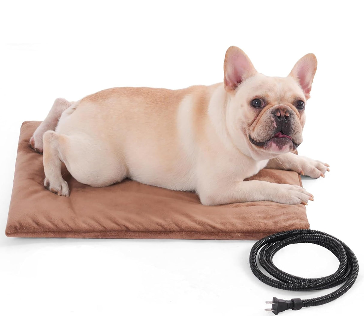 PetTemp Pet Heating Pad for Cats Dogs Indoor & Sheltered Outdoor Waterproof Heated Cat Bed Heated Dog Bed Chew Resistant Cord Constant Temperature Brown 20 x 16 Inch