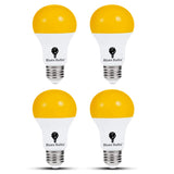 4 Pack LED Dusk to Dawn A19 Bug Light Bulbs, Yellow Bulb, Amber Light with Automatic Sensor Bulb, LED Porch Lights Security Outdoor Bulb, Auto on/Off, 2000K E26, 500 Lumens (4 Pack - Yellow)