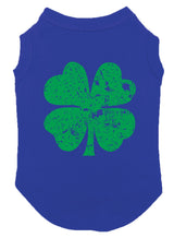 Distressed Green Four Leaf Clover Dog Shirt (Royal Blue, 3X-Large)