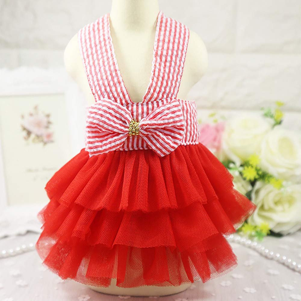 Clopon 3Pcs Harness with Leash Set Puppies Summer Clothes for Small Gril Dogs Christmas Fancy Dresses for Cat Clothes L