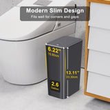 3 Pack 10 Liter Small Trash Can with lid, 2.6 Gallon,Garbage Can Slim Trash Bin Waste Basket for Bathroom,Kitchen,Bedroom,Living Room,Office,Laundry - Black