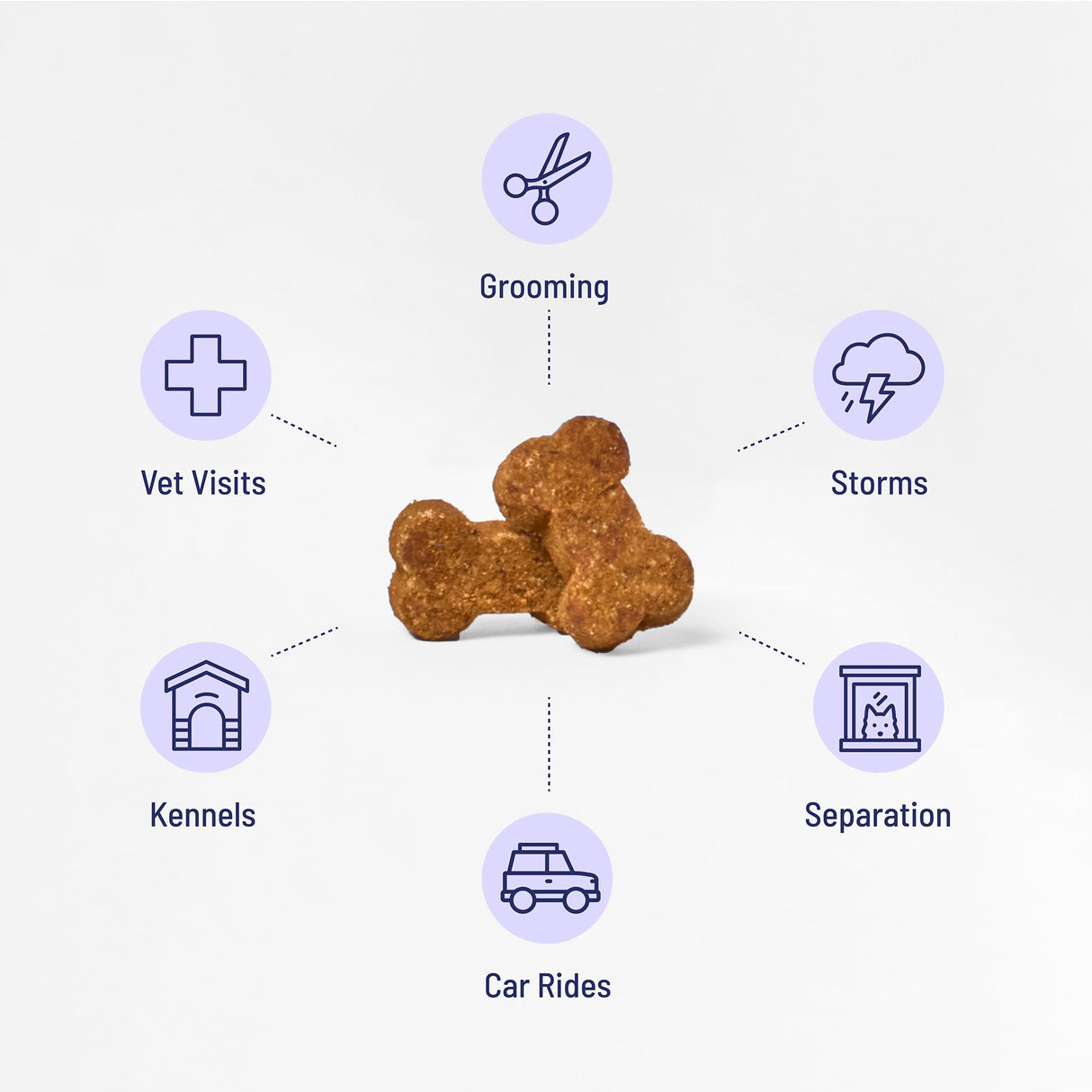 ElleVet Calming Chews for Dogs – Situational Stress Support – Calm & Comfort for Separation, Fireworks, Vet Visits & Storms – Made in USA – 4-Ct Tin