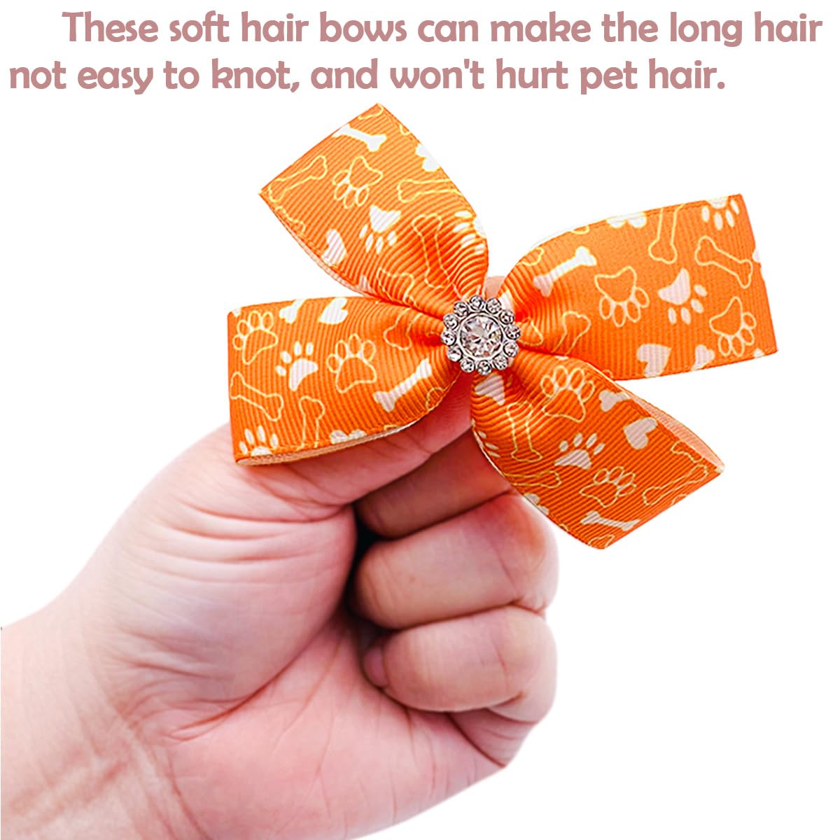 PET SHOW 50Pcs/25Pairs 4" Paw Pattern Big Dog Hair Bows Bulk with Alligator Clips for Medium Large Dogs Puppy Female Bowknot Topknot Girl Boy Pet Grooming Hair Accessories