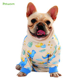 PetWarm Dog Pajamas, Pajamas for Dogs, All-Season Wear for Daily Walks and Indoor Rest, Travel-Ready for Car Rides, Helps Contain Loose Hair During Seasonal Changes, Dinosaur Print, Light Blue, 2XL
