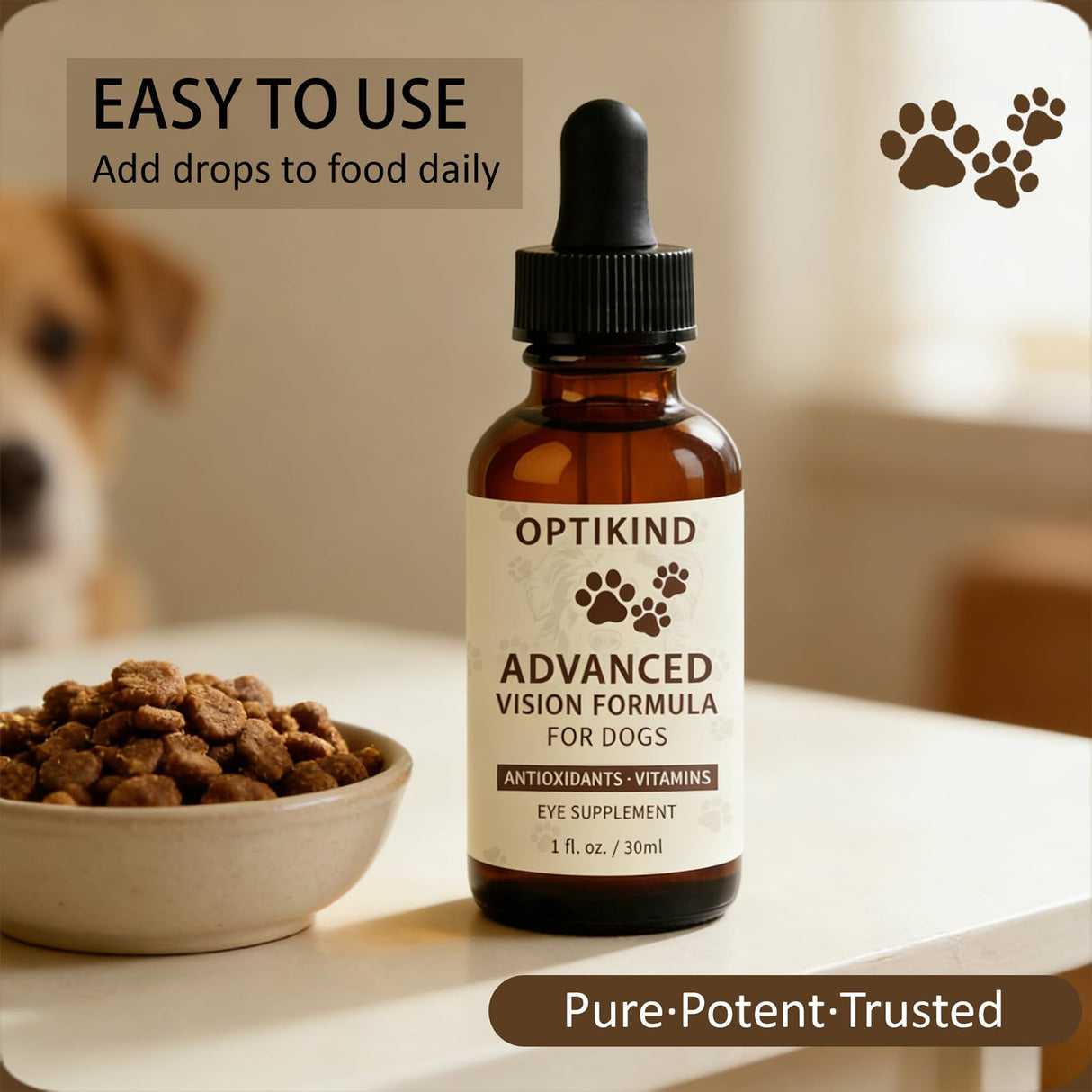 Optikind Vision Drops for Dogs - with Lutein, Zeaxanthin and Bilberry Extract (1pc)