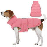 FUAMEY Dog Puffer Jacket for Large Dogs,Dog Cold Weather Coats Winter Dogs Down Jackets Waterproof Pet Snowsuits Warm Puppy Winter Vest Turtleneck Pets Adjustable Jackets Coats Pink L