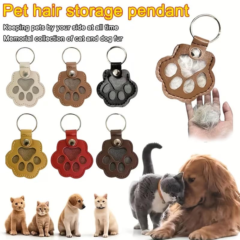 Vdeaszo Paw Keys, Pawkeys, Handcrafted Leather Keepsake, Pet Hair Keychain for Dog Cat, The Paw Print Keepsake That Keeps Them Close (Set-D(4pcs))