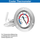 Uharbour Cooler Thermometer Commercial, Refrigerator Thermometer, Walk in Cooler Thermometer, Analog Panel Mount Thermometer, Range -40 to 65 ℉, 2" Dial Stainless Steel Flange(Pack of 2)