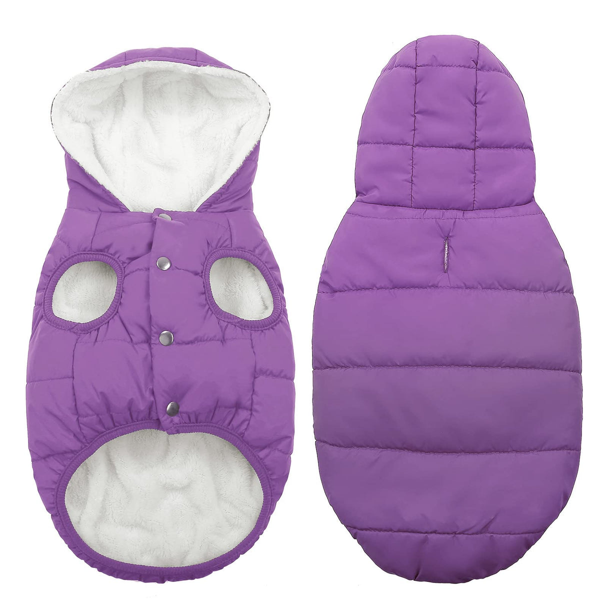 Windproof Waterproof Dog Coat Fleece & Cotton Lined Warm Jacket, Cold Weather Pet Apparel Clothes Vest for Small to Large Dogs (L, Purple)
