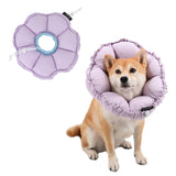 H HIDREAM Soft Dog Cones for Medium Dogs,Cute Adjustable Cone for Dogs to Stop Licking,Dog Recovery Collars & Cones That can Protect Head and Foot Wounds，Purple Flower All-Season Style