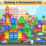104 PCS Magnetic Tiles Road Set With Car Toys, STEM Magnet Building Blocks for Kids Toddler Toys Games, Christmas Birthday Gifts for 3+ Year Old Boys Girls, Car Enthusiasts and Classroom Must Haves