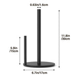 Paper Towel Holder Black, Premium Stainless Steel Kitchen Roll Dispenser, Countertop Roll Organizer with Weighted Base