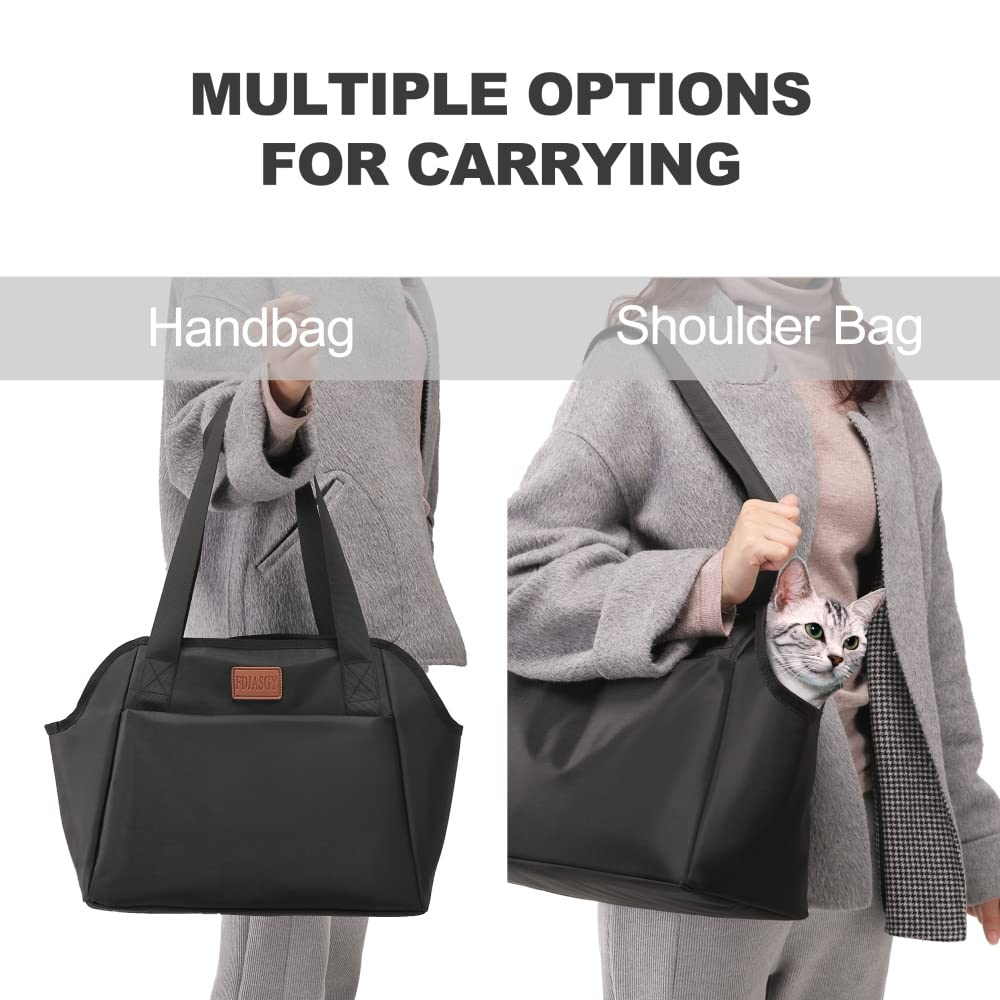 FDJASGY Dog Purse Carrier with Pocket and Safety Tether,Soft-Sided Small Dog Carrier for Small Medium Pet Outdoor Shopping Tote Bag Black