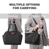FDJASGY Dog Purse Carrier with Pocket and Safety Tether,Soft-Sided Small Dog Carrier for Small Medium Pet Outdoor Shopping Tote Bag Black
