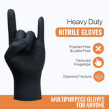 Wostar Black Nitrile Disposable Gloves Medium 8 Mil 100Pcs Latex & Powder-Free Industrial Raised Diamond Texture Black Gloves