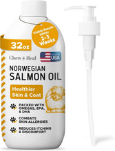 Load image into Gallery viewer, Salmon Oil for Dogs and Cats, 32 oz - Omega-Rich Supplement for Healthy Skin &amp; Coat, Joint &amp; Immune Support - All-Natural Fish Oil Liquid - Premium Pet Care, Made in USA
