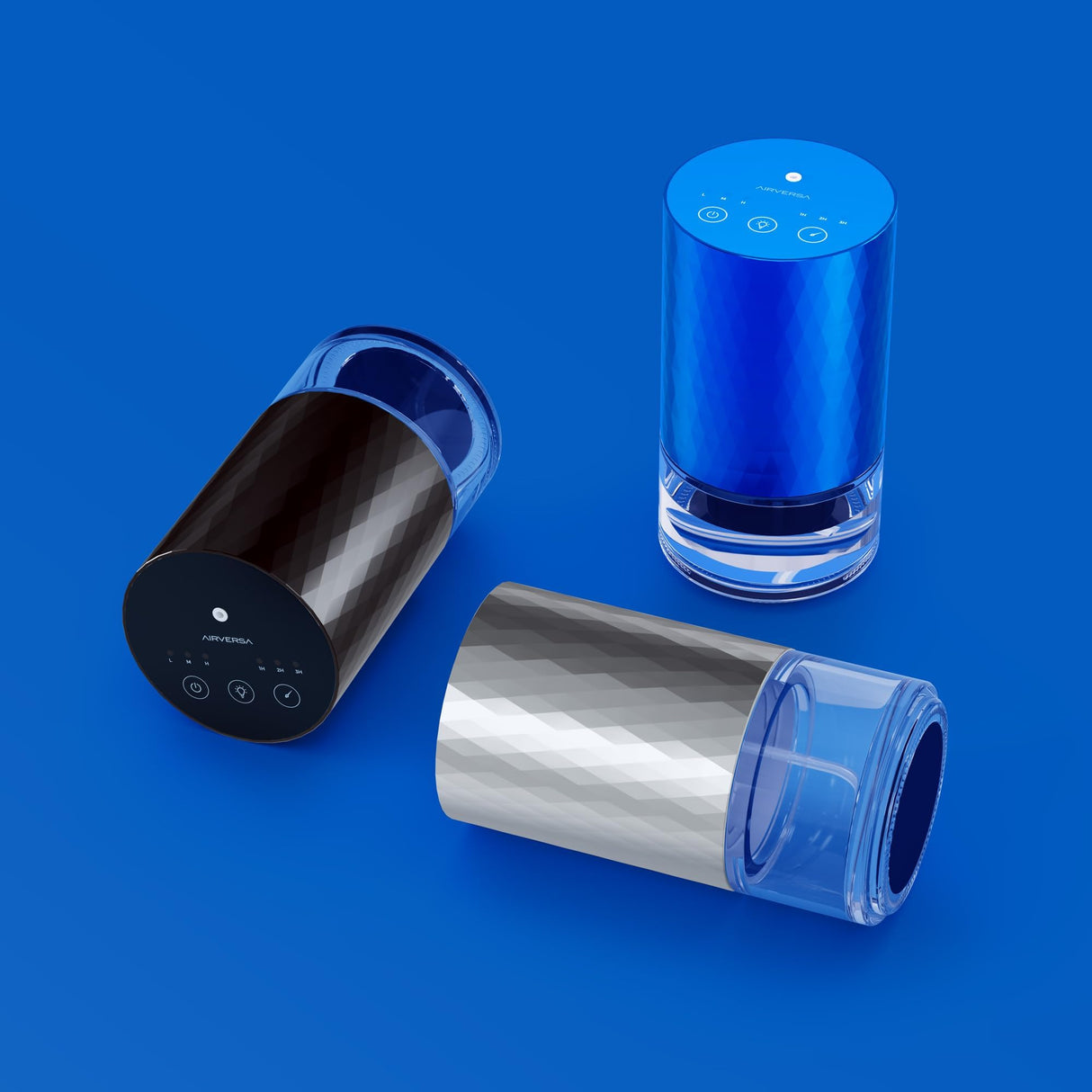 Airversa Waterless Diffuser for Essential Oil 𝟭𝟬𝟬𝗺𝗹 Capacity Battery Operated Aromatherapy Nebulizer Mini Scent Air Machine 1/2/3H/Continous 3 Mist Level 3 Lighting Effects(Scenta Shine Blue)