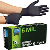 Inspire Black Nitrile Gloves HEAVY DUTY 6 Mil Nitrile Chemical Resistant Medical Cooking Cleaning Disposable Black Gloves (XL, 100, Count)