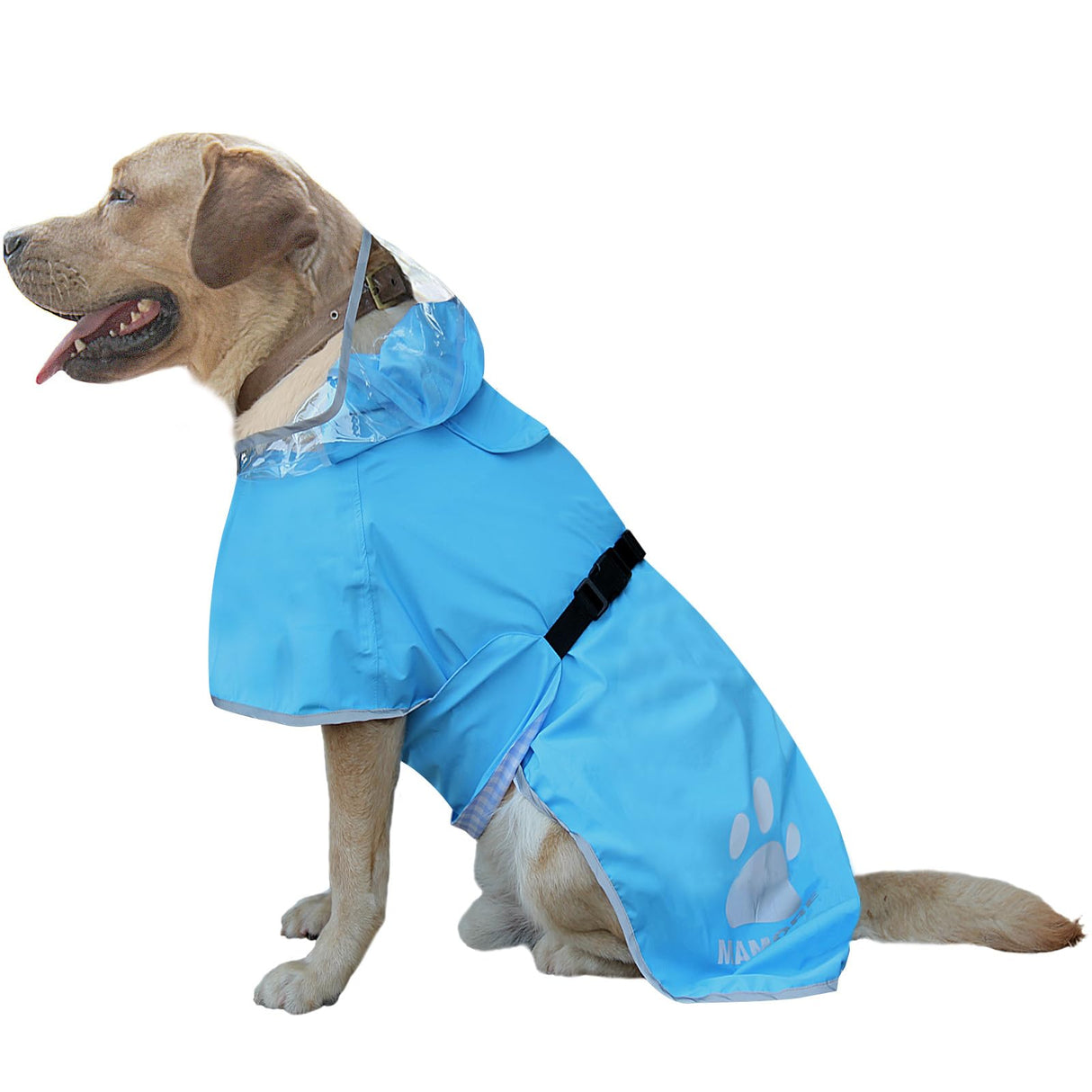Waterproof Dog Raincoat, Reflective Adjustable Hooded Dog Rain Coat, Lightweight Breathable Pet Rain Jacket Poncho Double Layer with Leash Hole for Small Medium Large Dogs (Blue, Small)