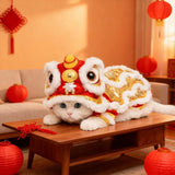 Chinese Lion Dance Dog Costume, Chinese New Year Dog Outfit, Spring Festival Pet Clothes Hoodie Coat (Light Pink,Large)