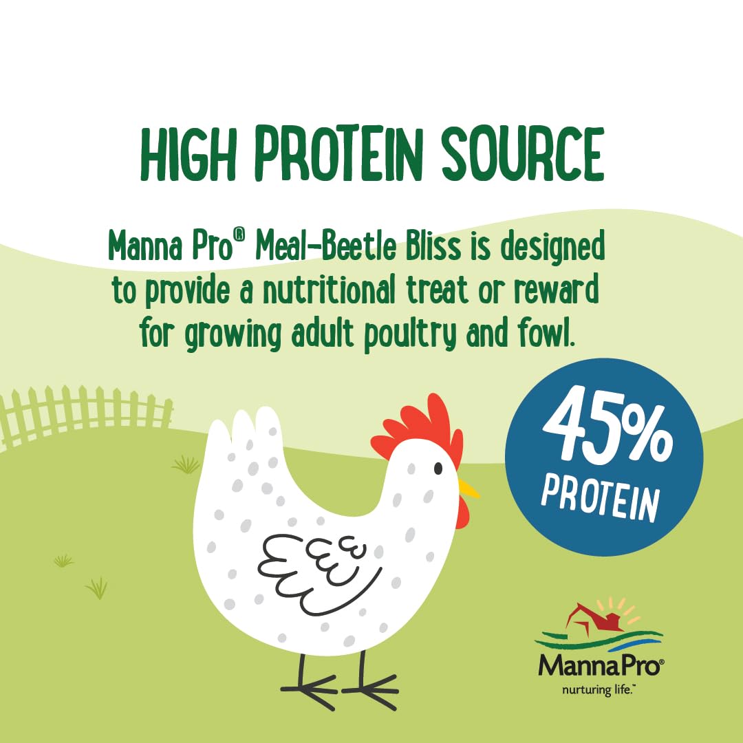 Manna Pro Farmhouse Favorites Beetle Bliss Poultry Treat – Blend of Mealworms and Beetles – All Natural Treat for Chickens, Ducks, Geese, Turkeys, & Guinea Fowl – 45% Protein – 2lb Bag