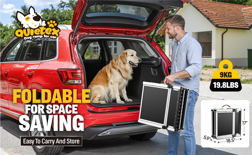 𝟮𝟬𝟮𝟲 𝐔𝐩𝐠𝐫𝐚𝐝𝐞𝐝 Extra Long 71”Dog Ramp for Car with Adjustable Head, Folding Pet Ramp for Large Dogs with Non-Slip Surface Dog Ramps Up to 200 lb for Car SUV Truck