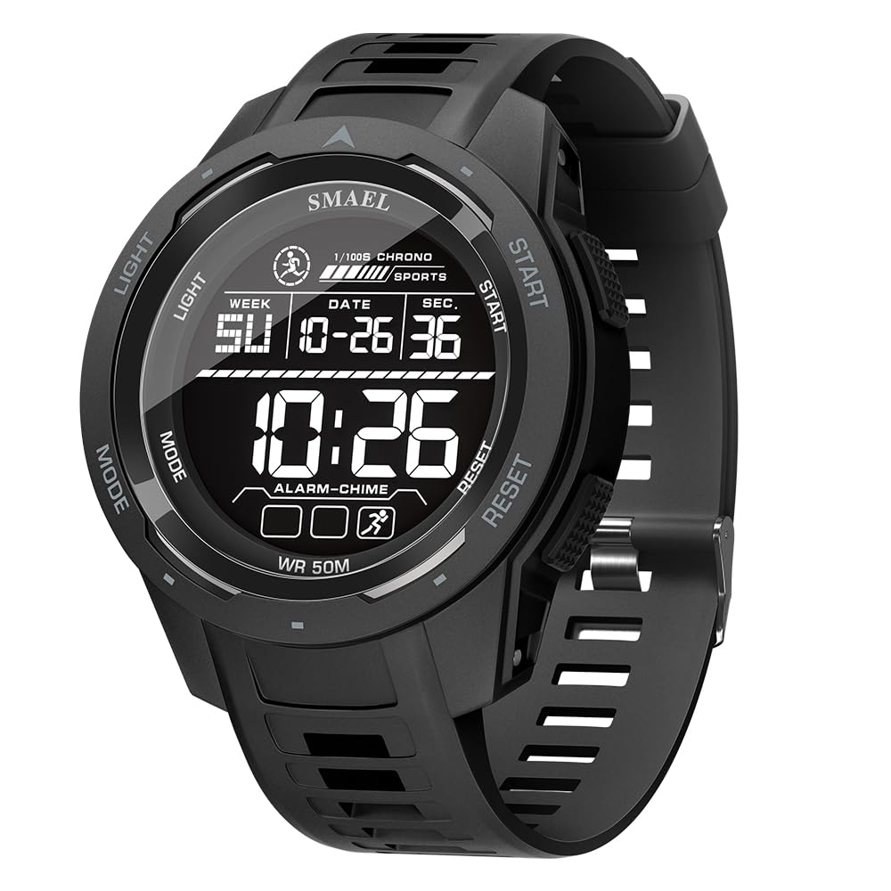 KXAITO Men's Watches Sports Outdoor Waterproof Military Watch Date Multi Function Tactics LED 46mm Face Alarm Stopwatch for Men (8105 Black All)