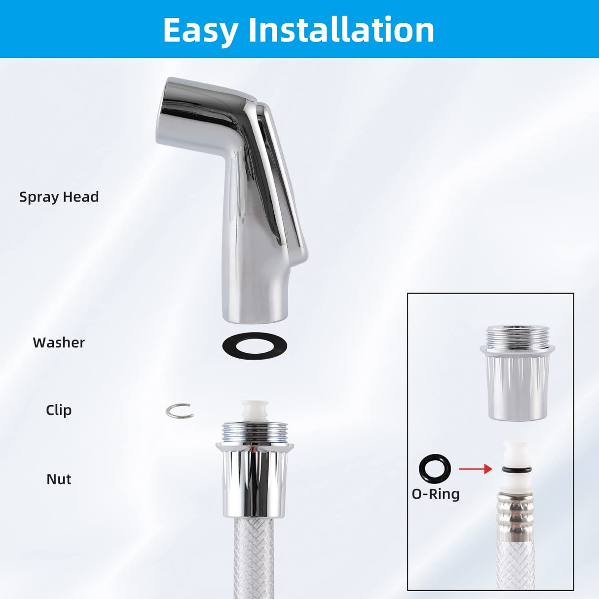 Universal Kitchen Sink Side Sprayer Head Replacement, Chrome Finish