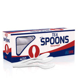400 Pack Extra Heavyweight Disposable White Plastic Tea Spoons- Heavy Duty White Cutlery-Utensils, Parties, Dinners, Catering Services, Family Gatherings