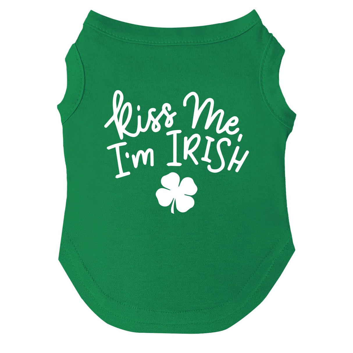 Kiss Me I'm Irish Dog Tee Shirt | Sleeveless Breeds | St.Patrick's Day | Lucky | Shamrock | Irish Holiday |Green, X-Large 69