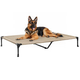 Veehoo Outdoor Elevated Dog Bed Large Sized Dogs, XL Cooling Raised Dog Cots Beds Training Platform Off Ground Hammock with Breathable Mesh, No-Slip Feet, 49"x33", Beige Coffee