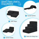 PRIMEPATIO Dog Stairs for Small Dogs, 4 Step Pet Stairs for High Beds and Couch, Dog Steps for Bed Balanced 18" H, Foldable Pet Ramp for Large Cats Climb, Non-Slip Bottom Doggy Step, Black