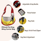 FEimaX Pet Dog Sling Carrier Puppy Pet Slings Bag for Small Dogs Cats Satchel Carriers Breathable Mesh Hand Free with Adjustable Strap Doggie Crossbody for Outdoor Travel (Large, Red)