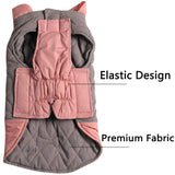 Vecomfy Reversible Dog Coats for Small Dogs Waterproof Warm Puppy Jacket for Cold Winter,Pink and Grey S
